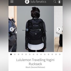 Rare find! Lululemon Travelling Yogini Rucksack yoga bag Black *no detach pouch